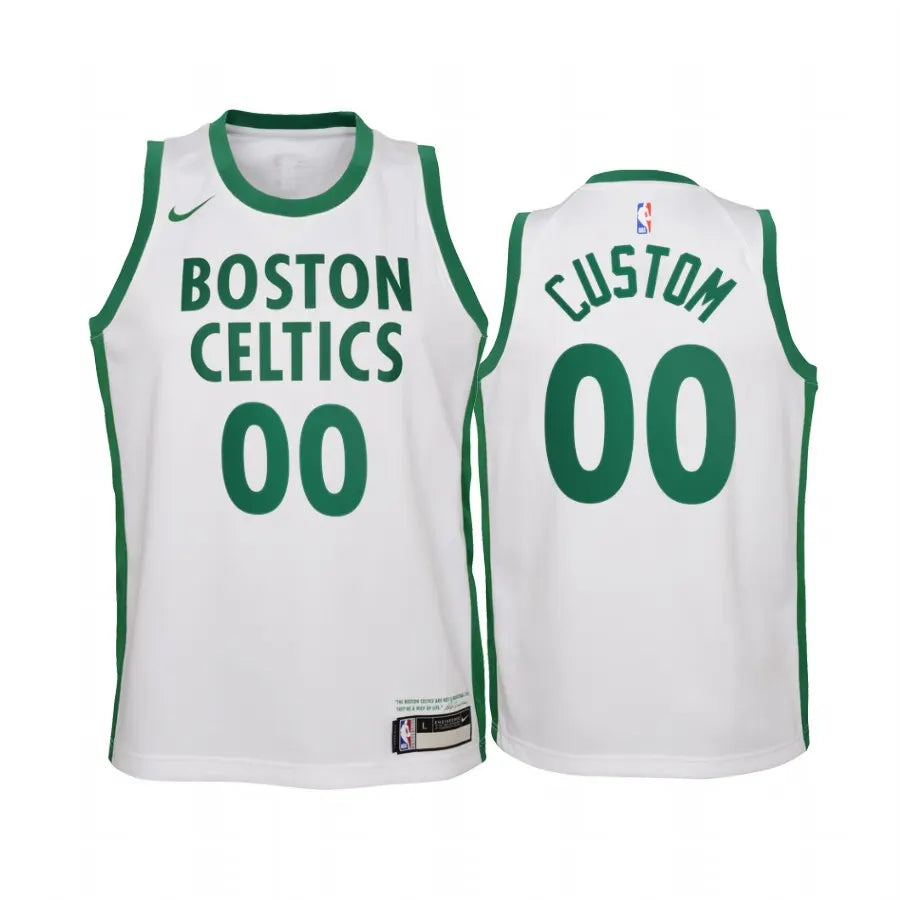 nike green Celtics White Custom Jersey