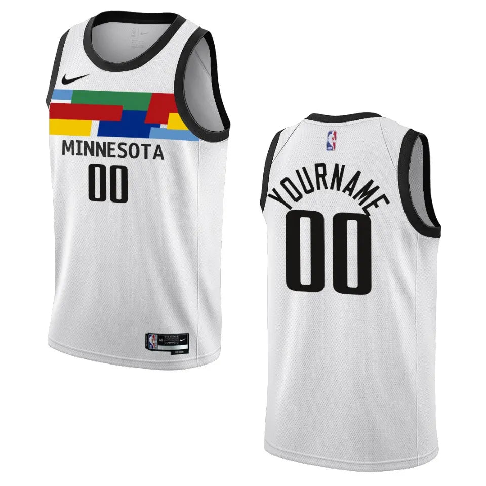nike city Timberwolves White Custom Jersey