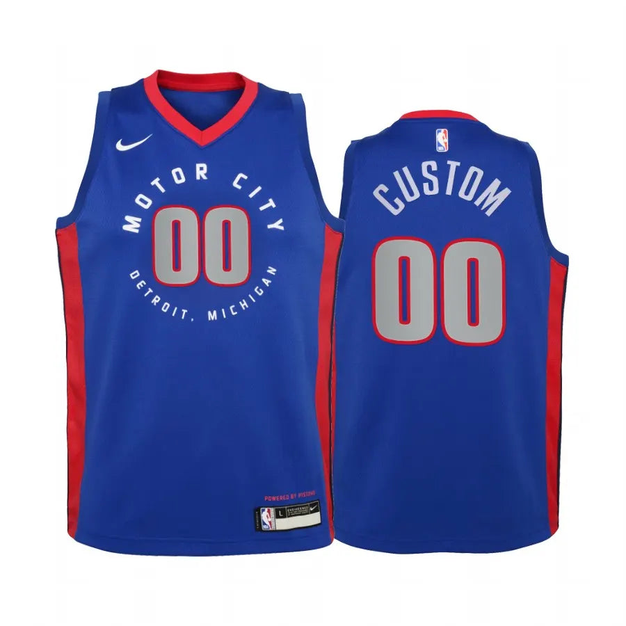 nike motor Pistons Blue Custom Jersey