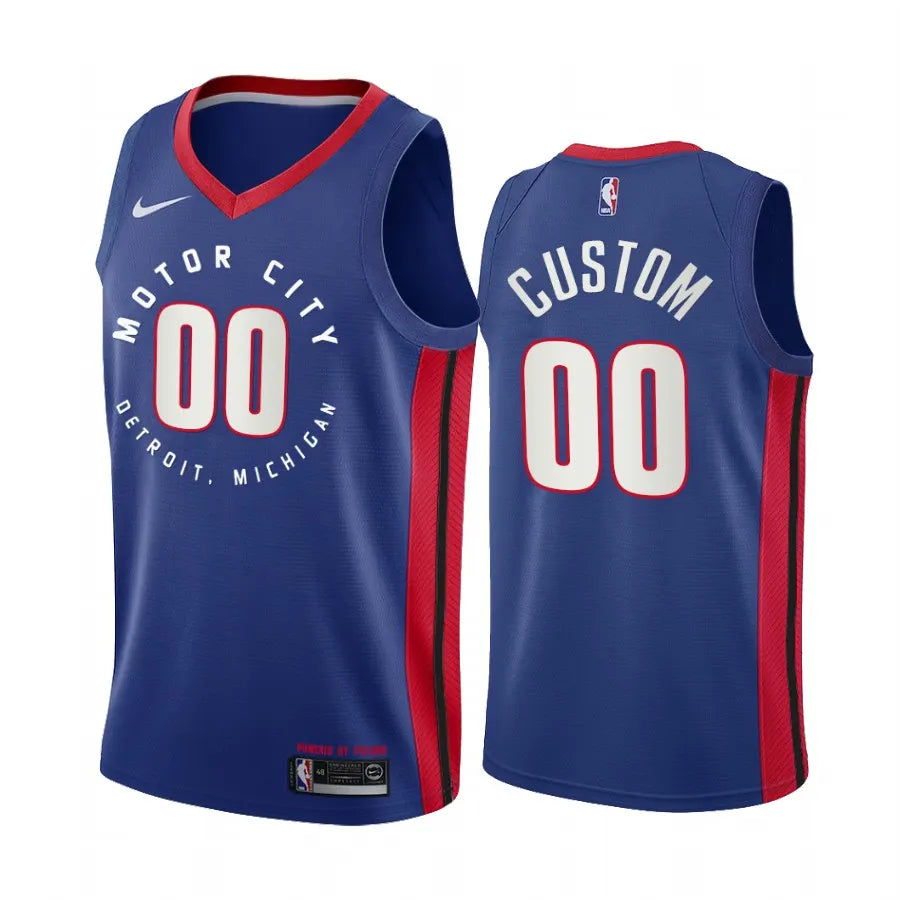 nike motor Pistons Blue Custom Jersey