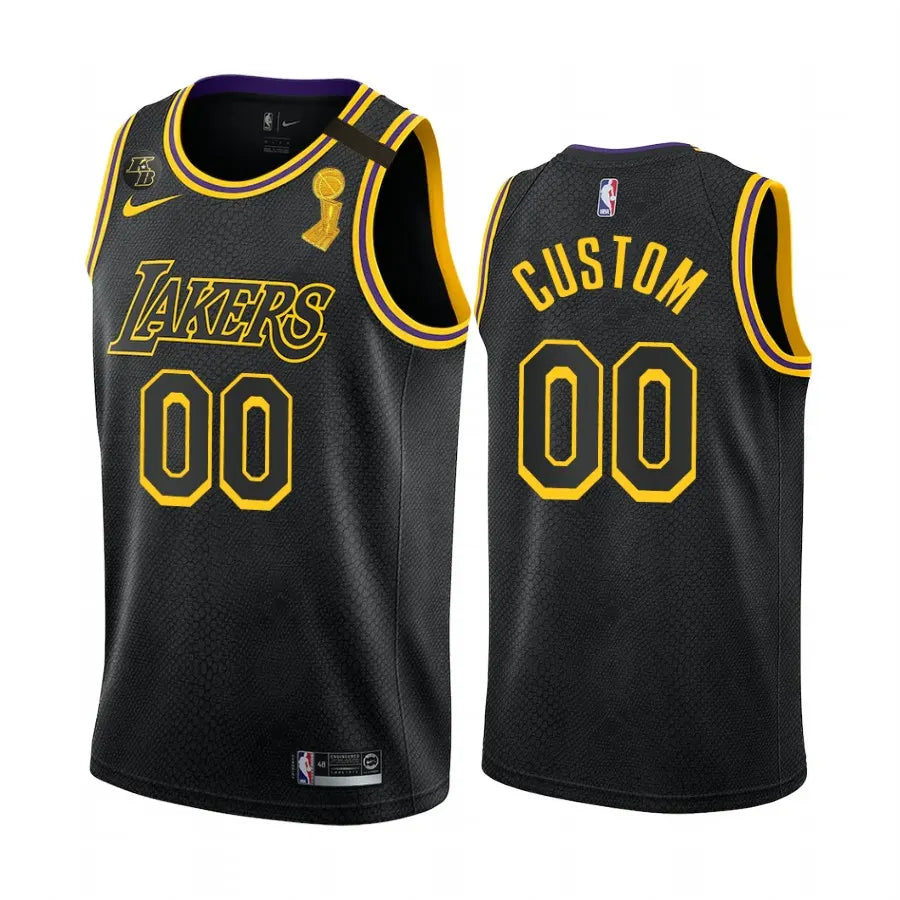 nike earned Lakers Black Custom Jersey