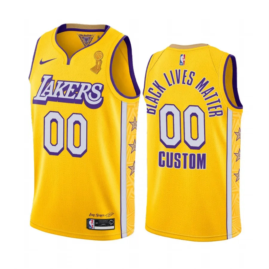 black Nike Lakers Gold Custom Jersey