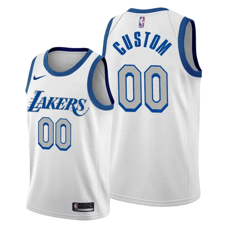 nike blue Lakers White Custom Jersey