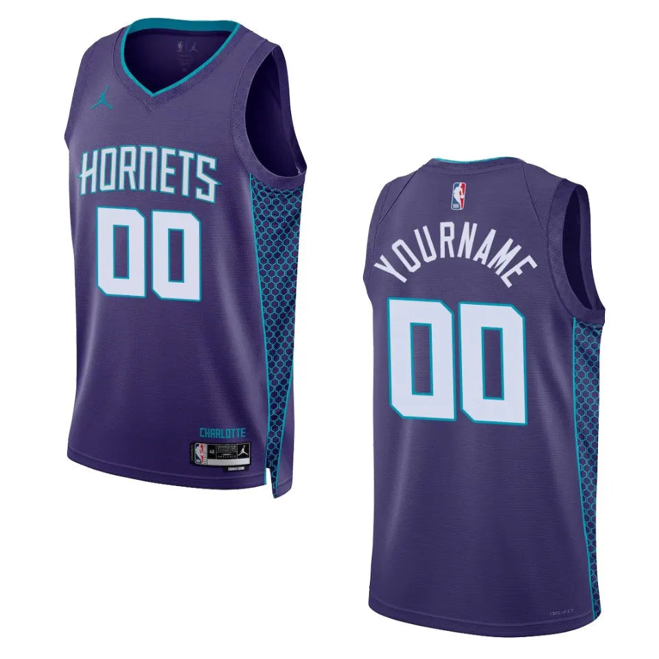 Hornets Purple Jordan Custom Jersey