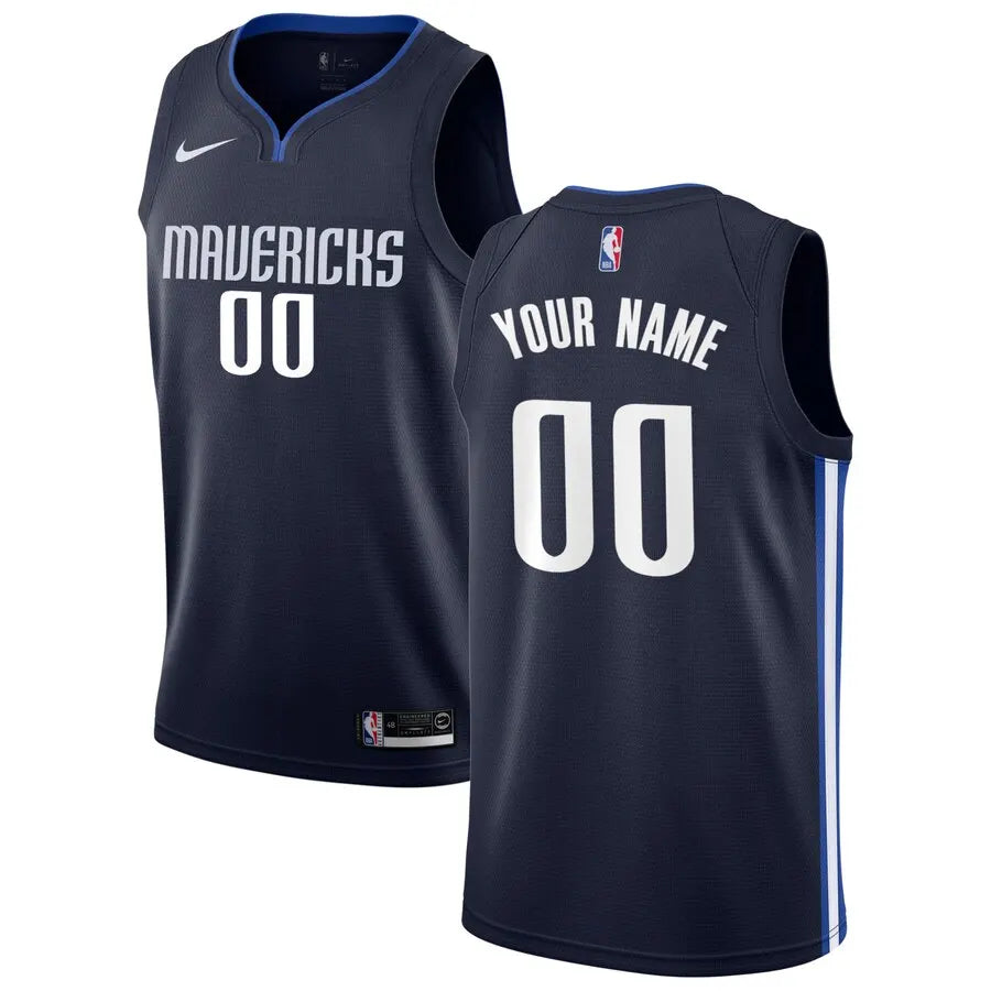 nike statement Mavericks Navy Custom Jersey