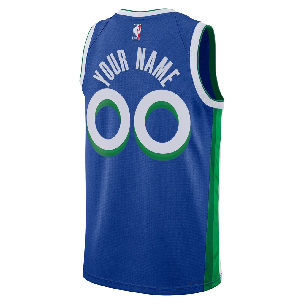 nike city Mavericks Blue Custom Jersey - Hình 4