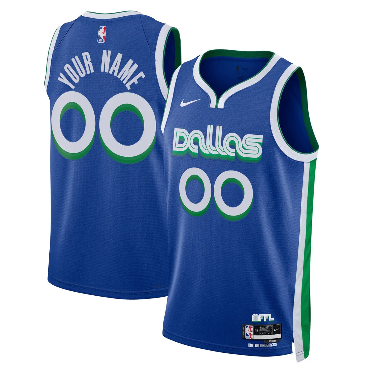 nike city Mavericks Blue Custom Jersey - Hình 2