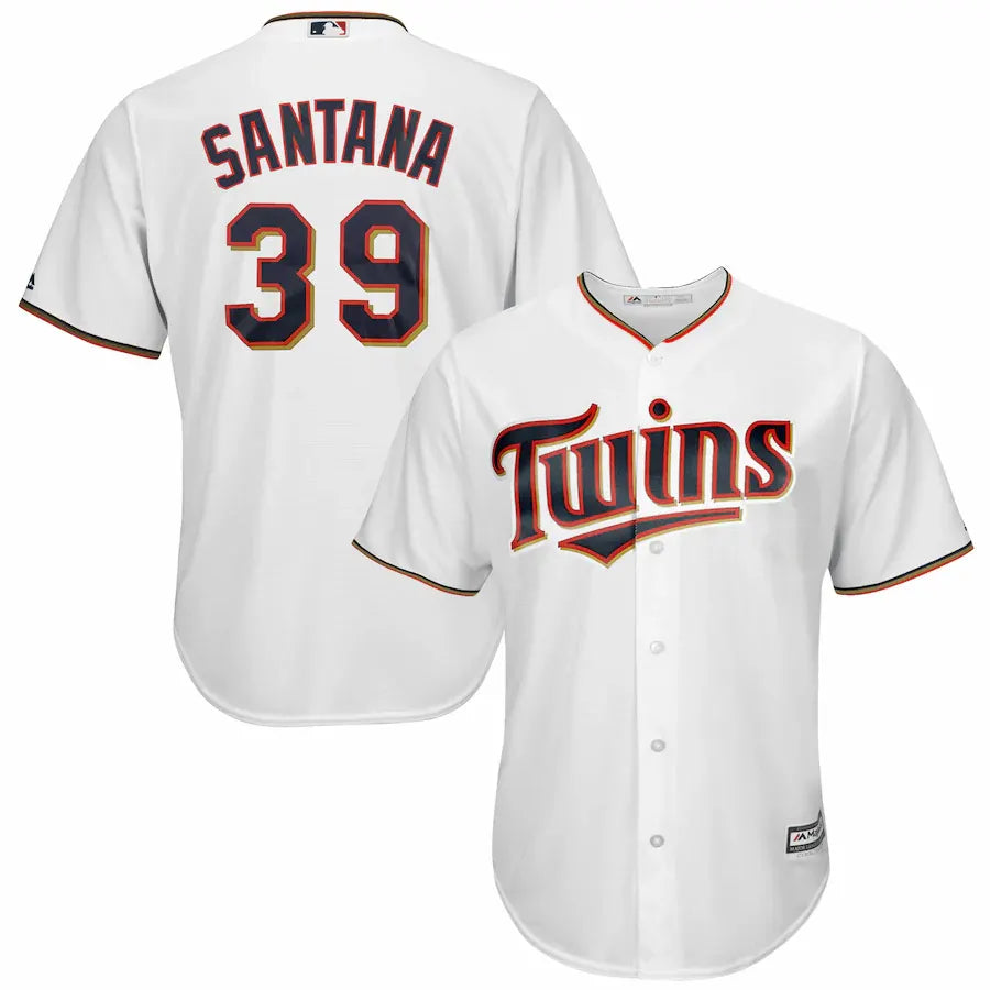 Santana #39 Twins White Jersey