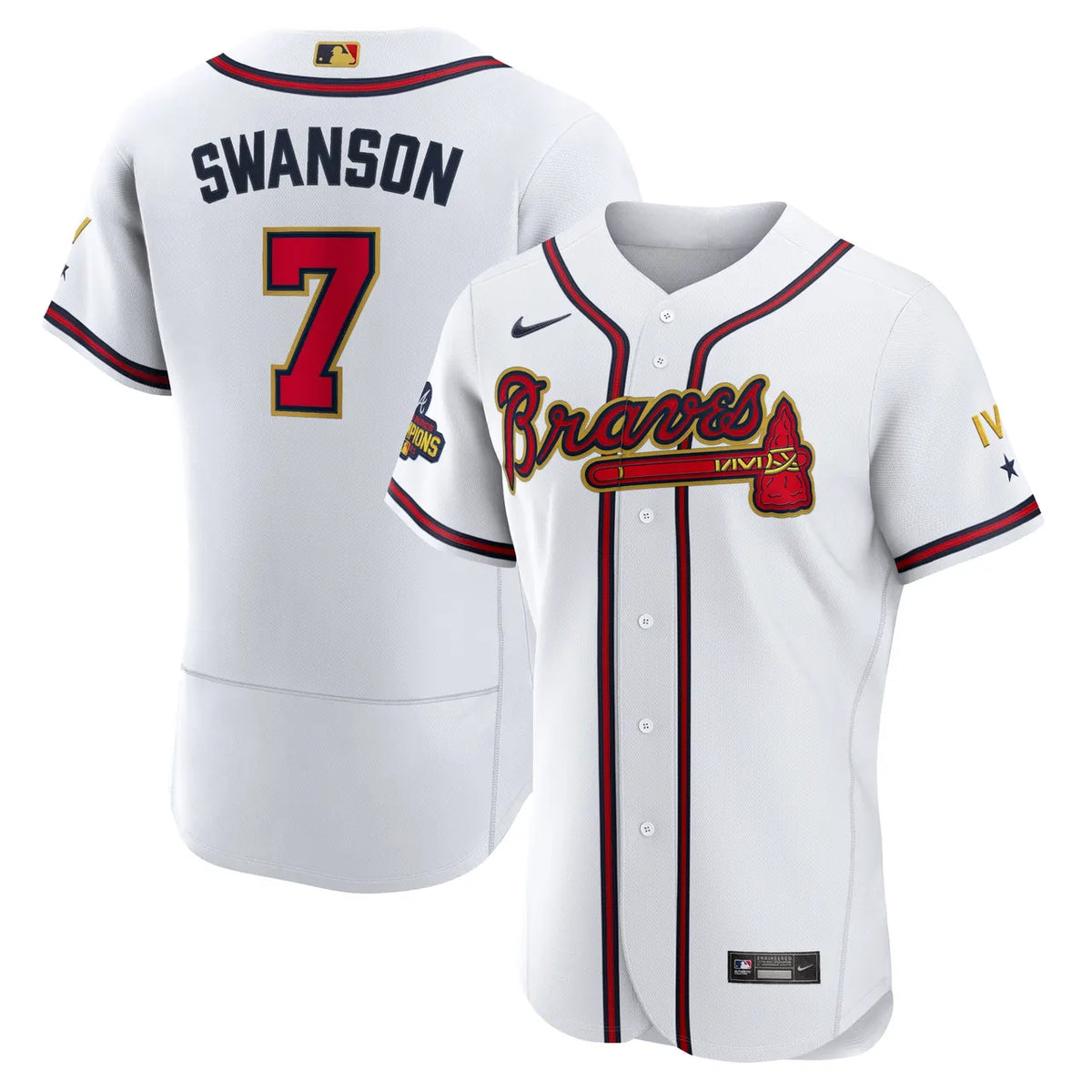 Swanson #7 Braves White Jersey