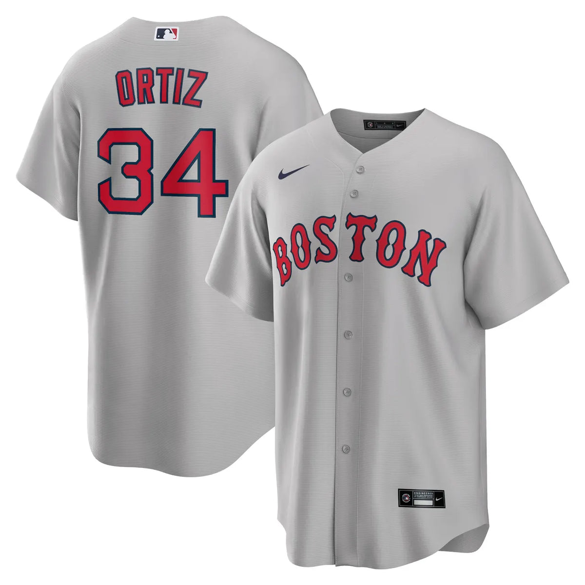 Ortiz #34 Red Sox Grey Jersey