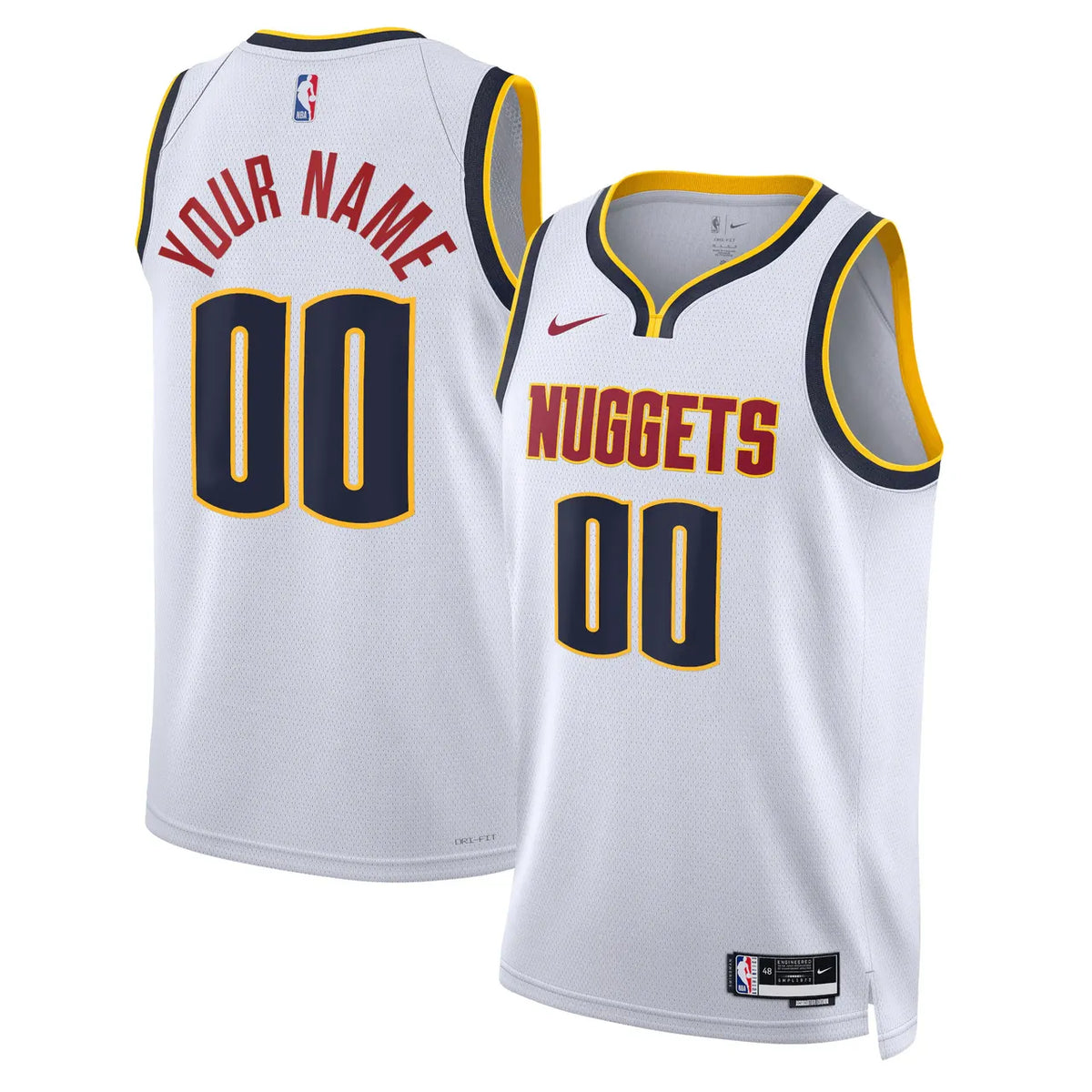 Custom Nike Nuggets White Jersey