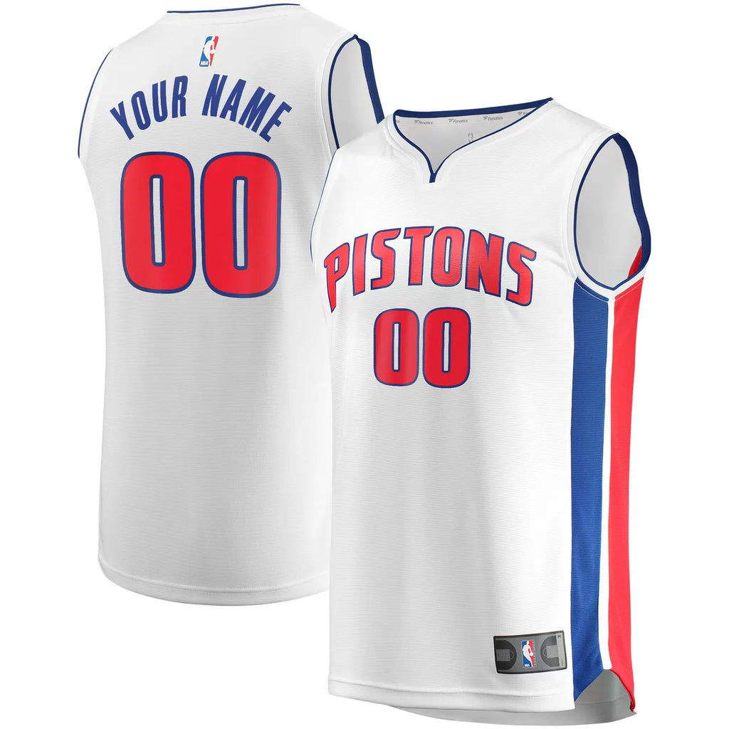 Custom Fanatics Pistons White Jersey - Hình 2