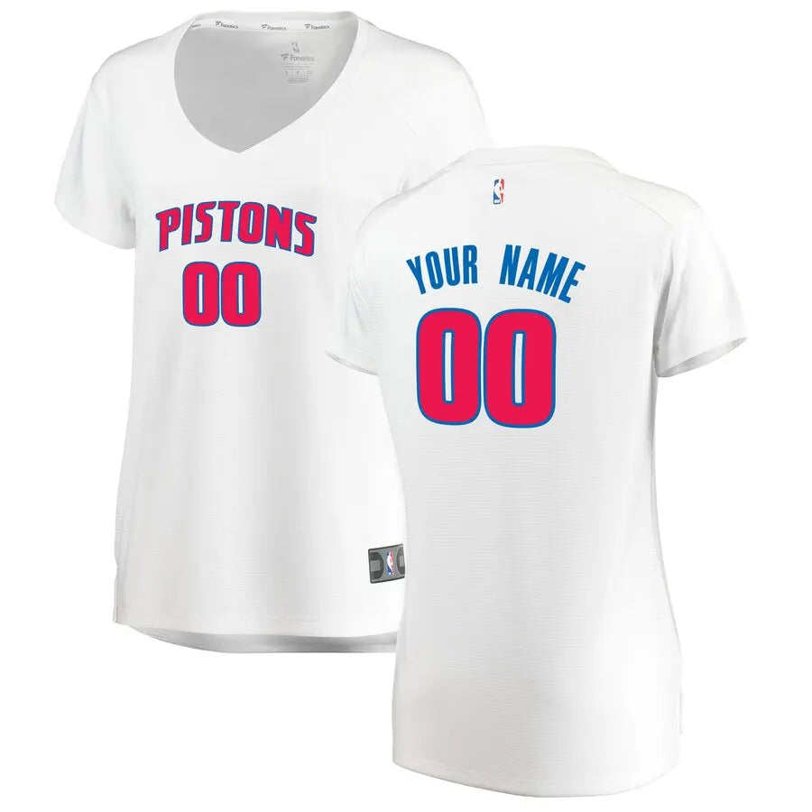 Pistons White Custom Jersey Women