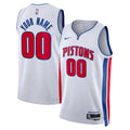 nike association Pistons White Custom Jersey