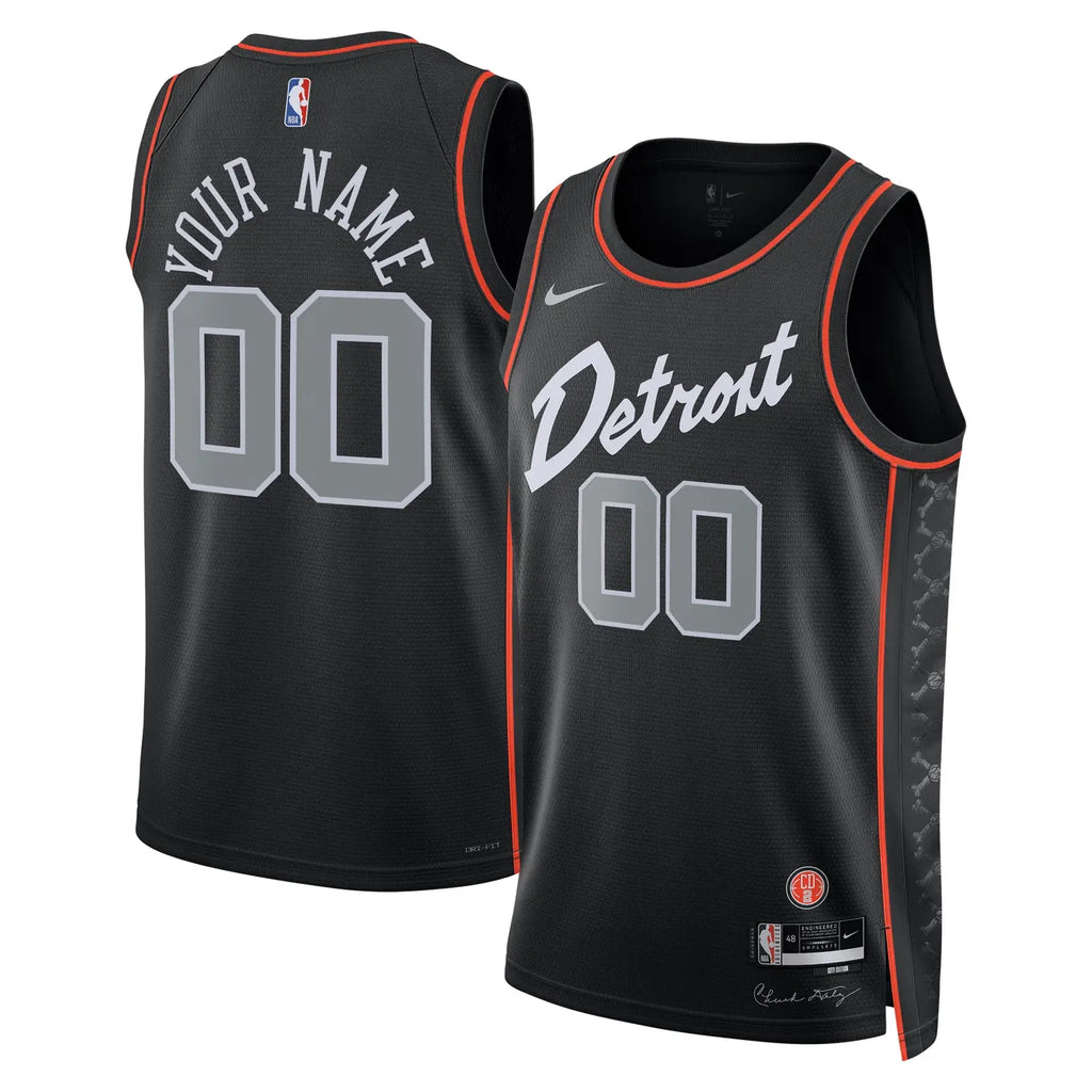 Pistons Black City Custom Jersey