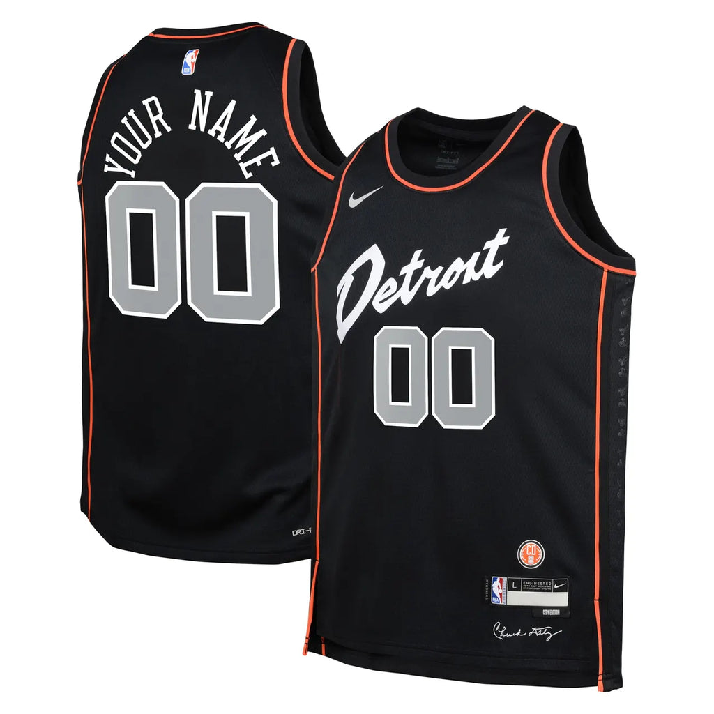Detroit Pistons Black Custom Jersey