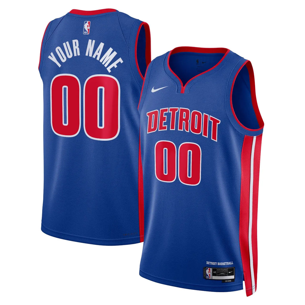 nike Custom Detroit Pistons Blue Jersey - Hình 2