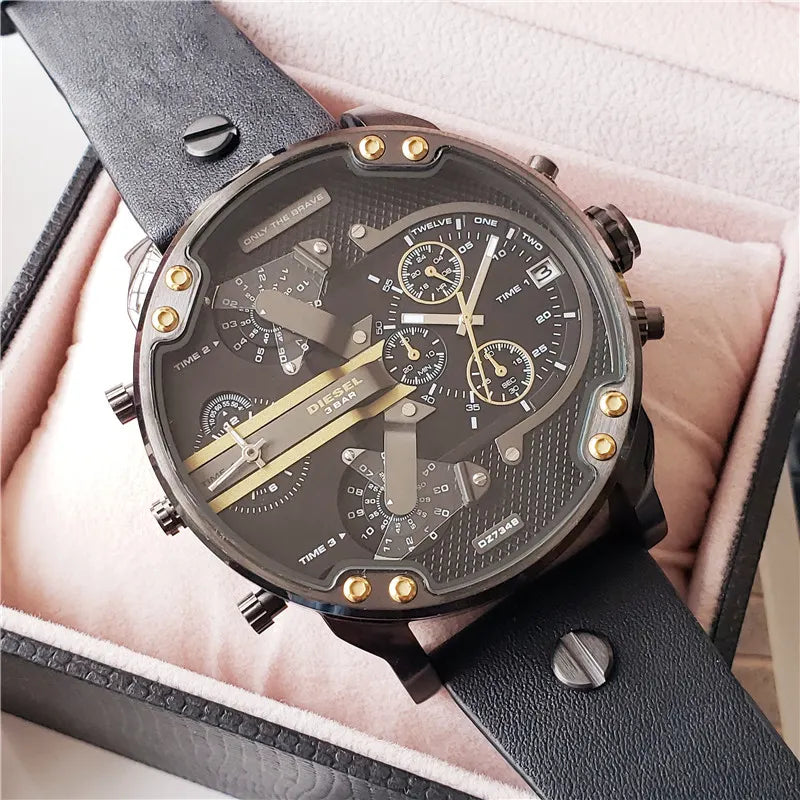 mr Diesel Black Leather Chronograph - Hình 4