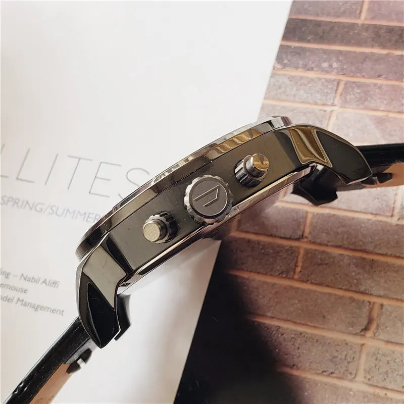 mr Diesel Black Leather Chronograph - Hình 6