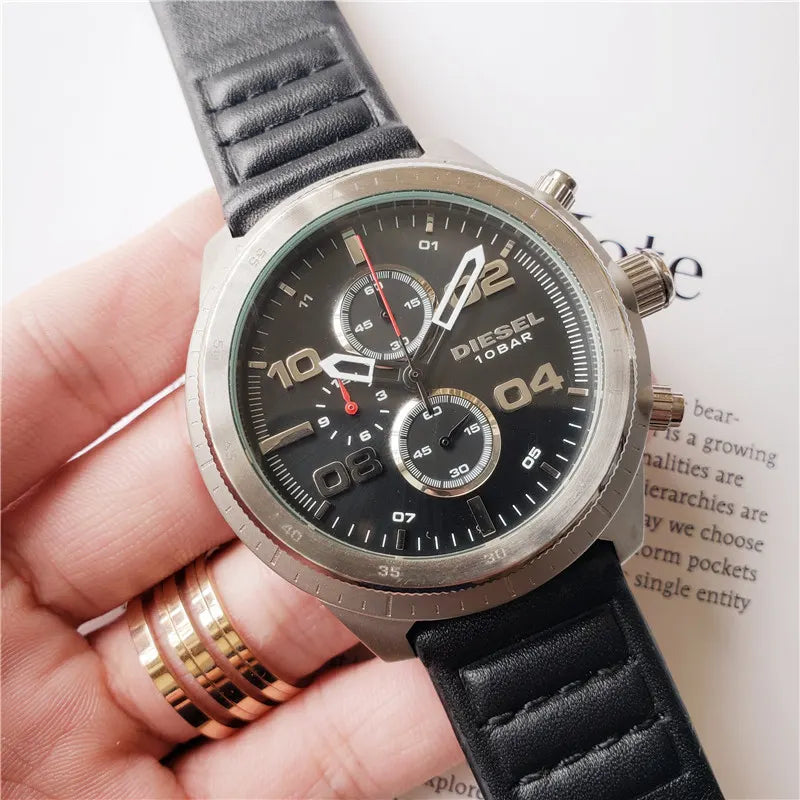 Diesel Black Leather Chronograph