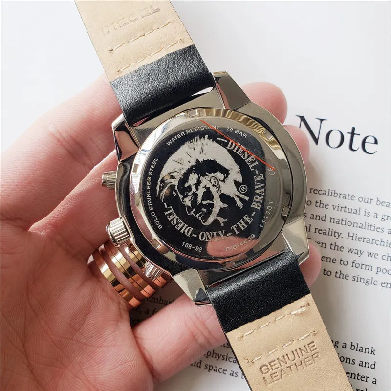 Diesel Black Leather Chronograph - Hình 5