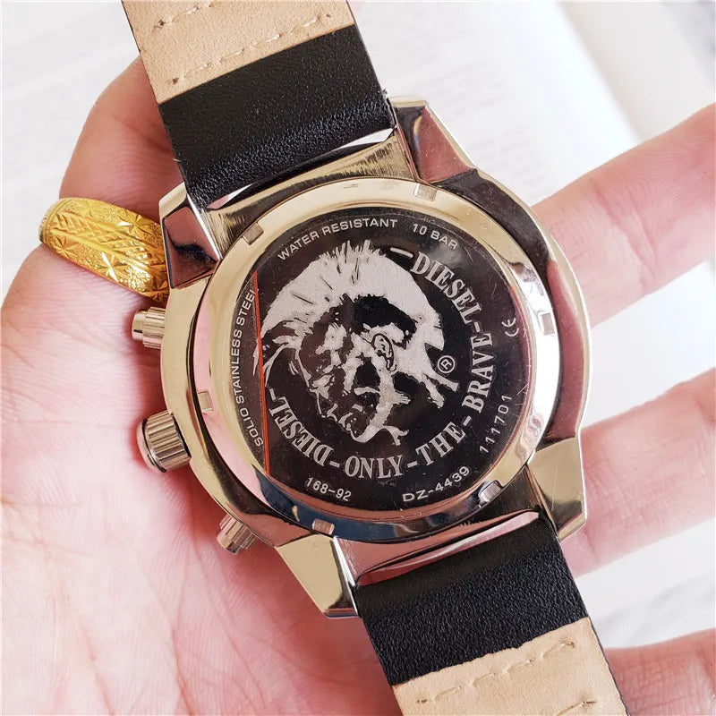 Diesel Black Dial Leather Watch - Hình 2