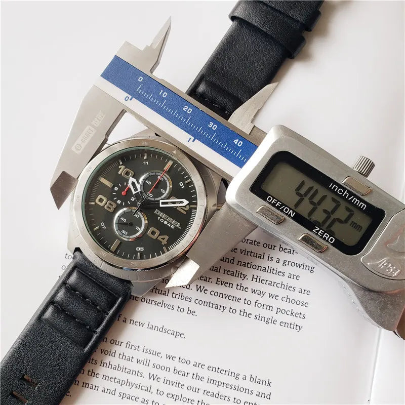 Diesel Black Leather Chronograph - Hình 3