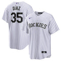 Rockies Diaz White Pinstripe Jersey