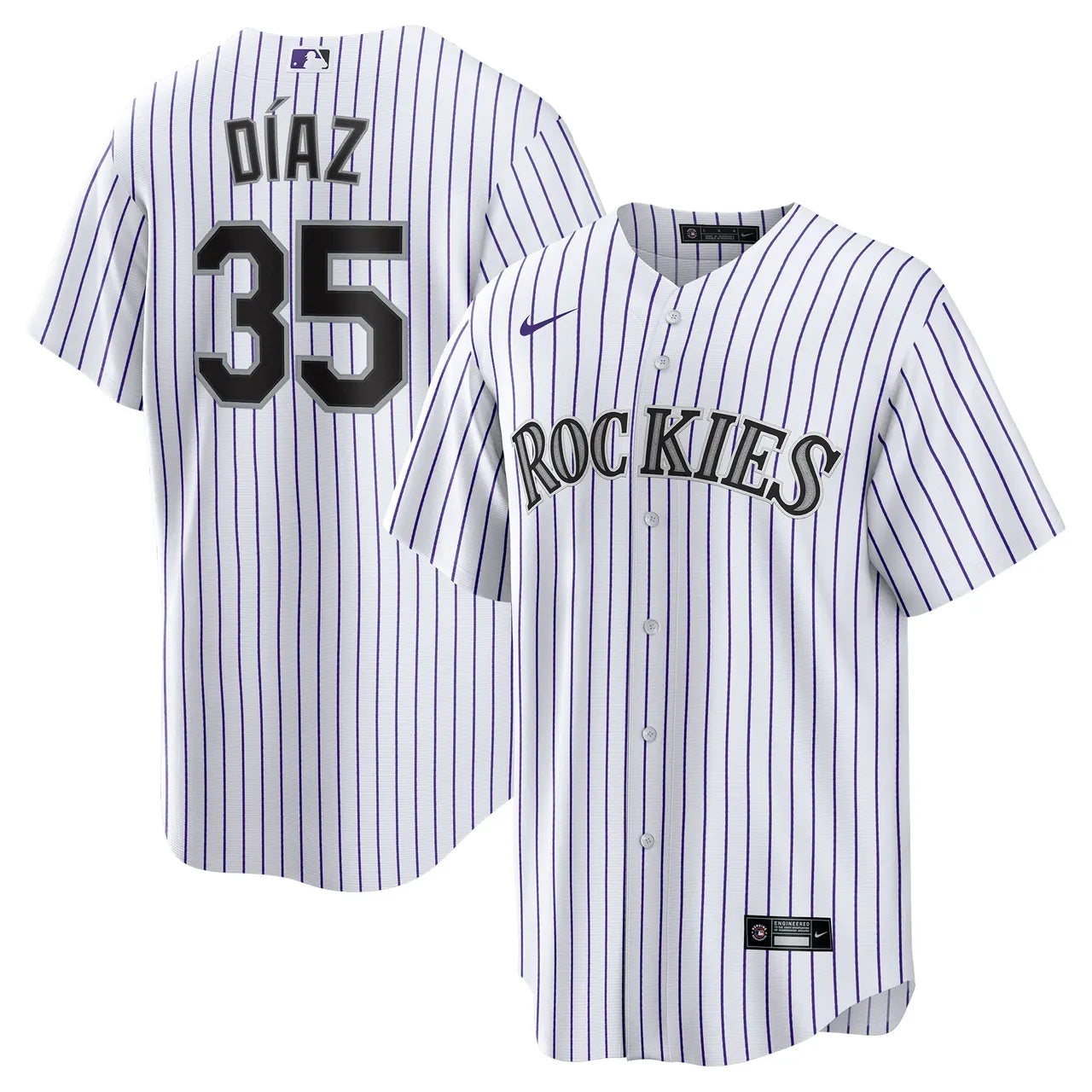 Rockies Diaz White Pinstripe Jersey