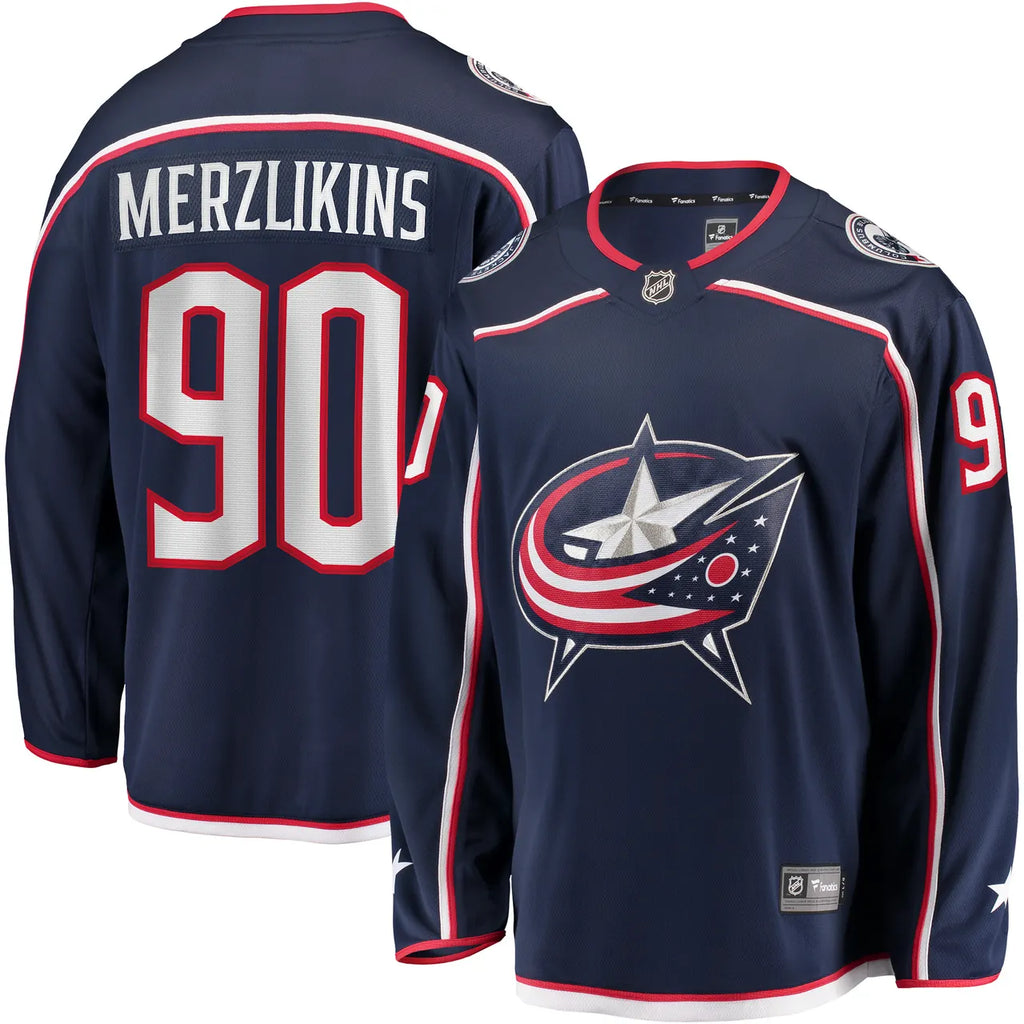 Columbus Blue Jackets Merzlikins Navy Jersey