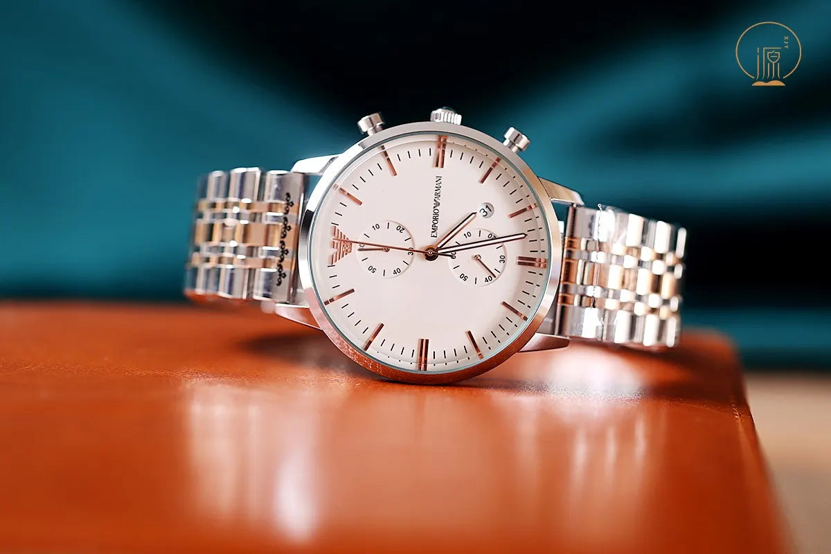 Emporio Armani White Dial Chronograph - Hình 6