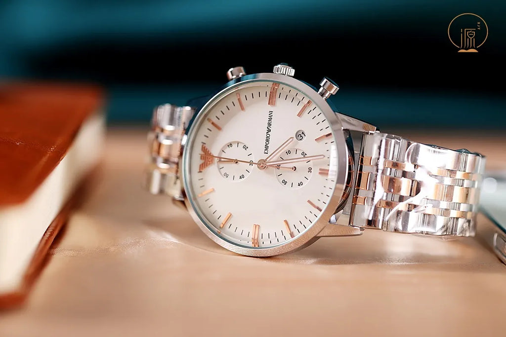 Emporio Armani White Dial Chronograph - Hình 3