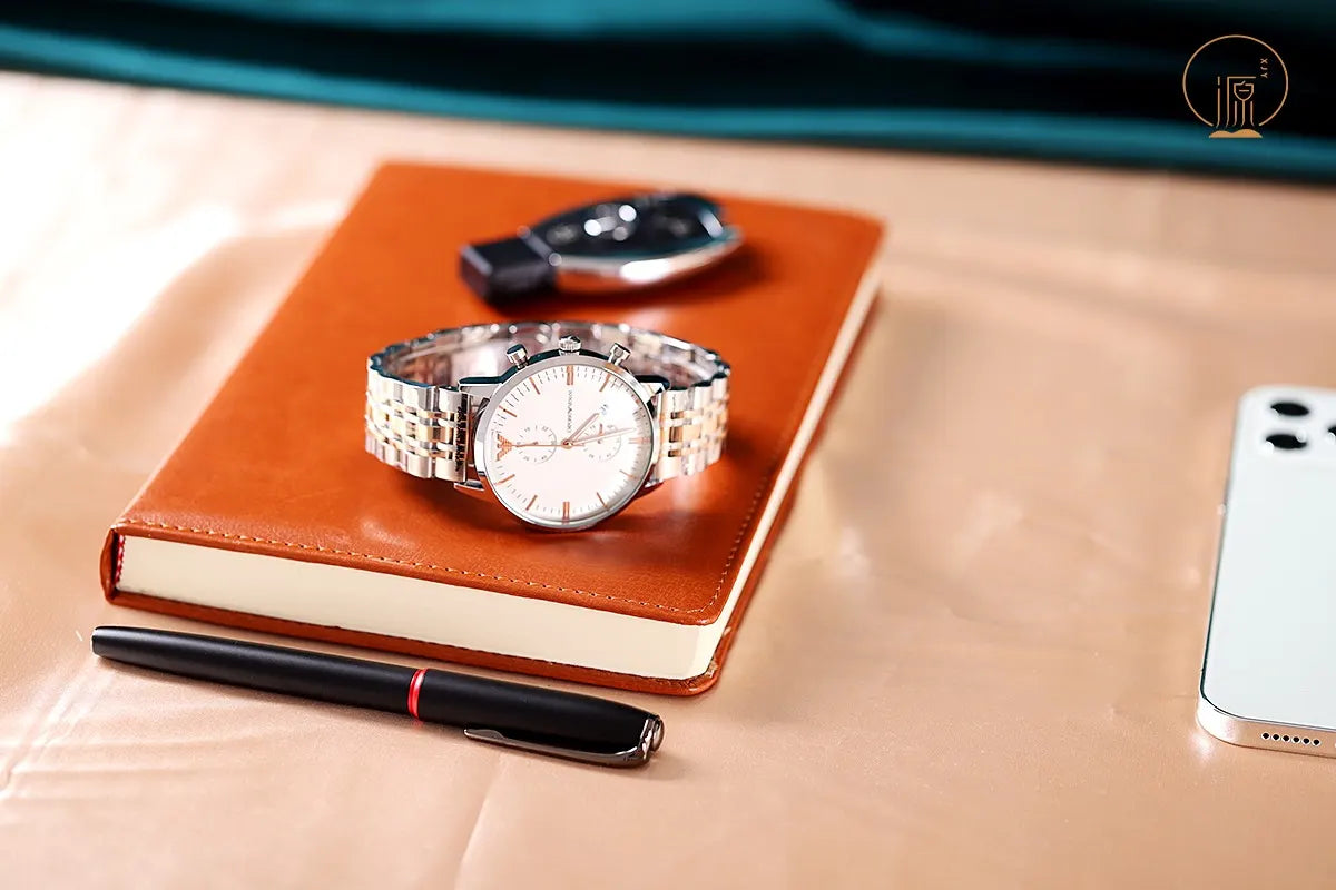 Emporio Armani White Dial Chronograph - Hình 2