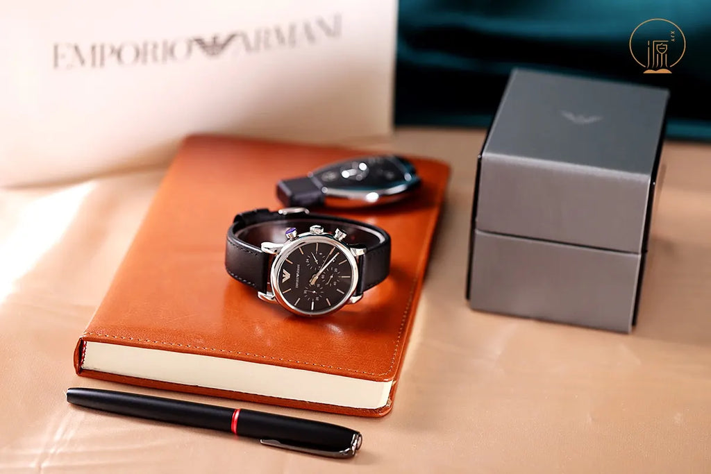 Armani Chronograph Black Leather - Hình 8