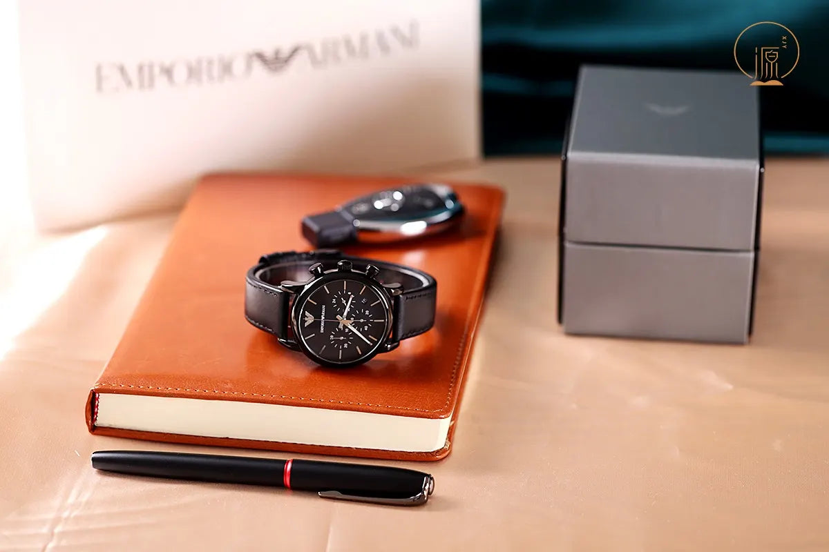 Armani Chronograph Black Leather - Hình 10