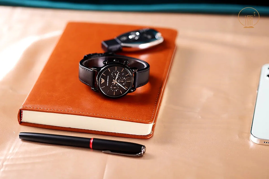 Armani Chronograph Black Leather - Hình 11