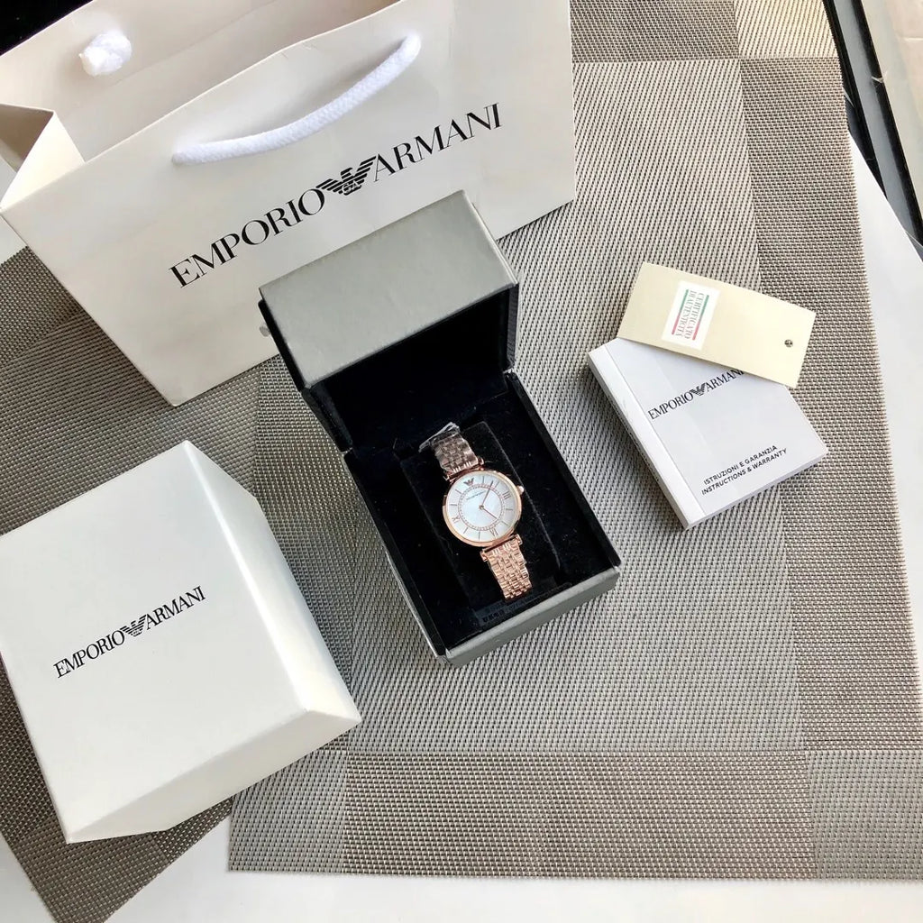 Emporio Armani Rose Gold Mother of Pearl Watch - Hình 3