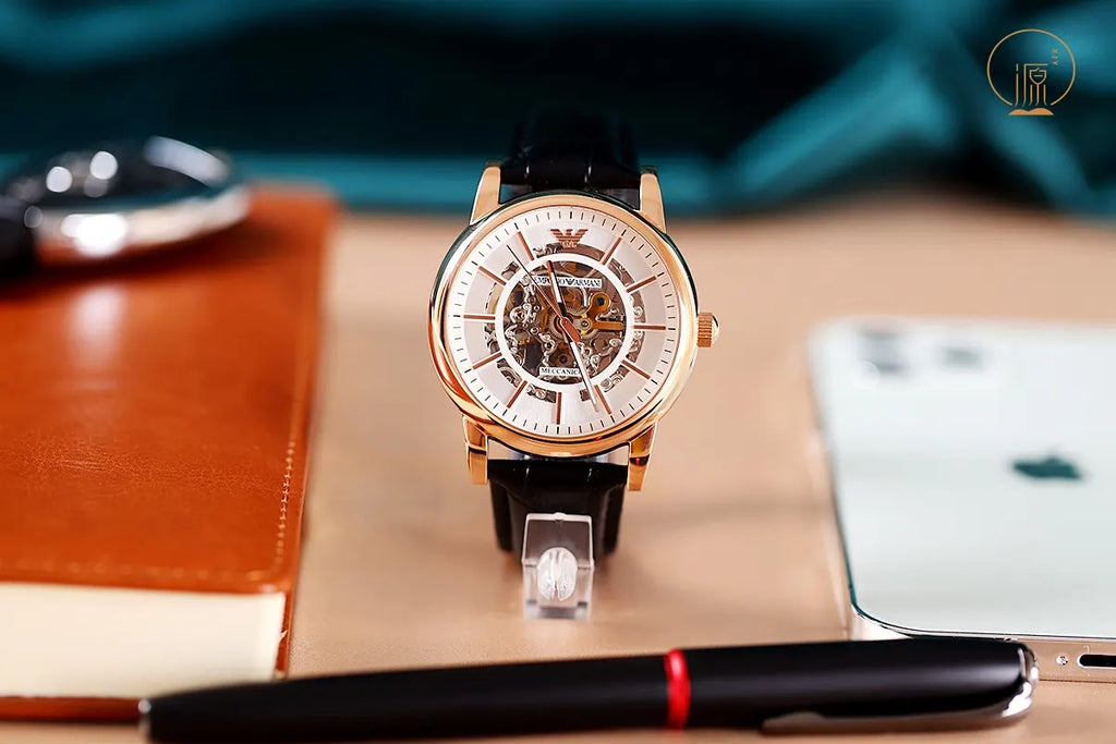 Armani Rose Gold Skeleton Watch - Hình 5