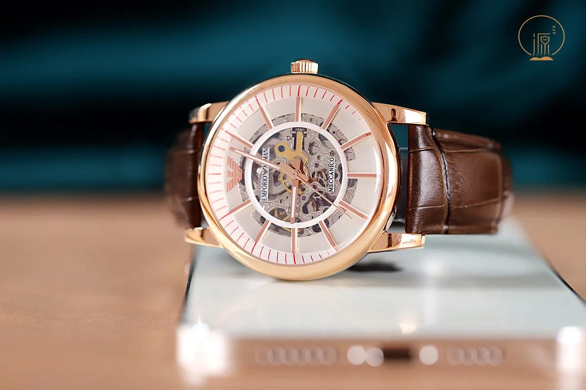 Armani Rose Gold Skeleton Watch - Hình 8