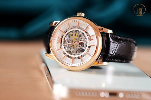 Armani Rose Gold Skeleton Watch - Hình 2