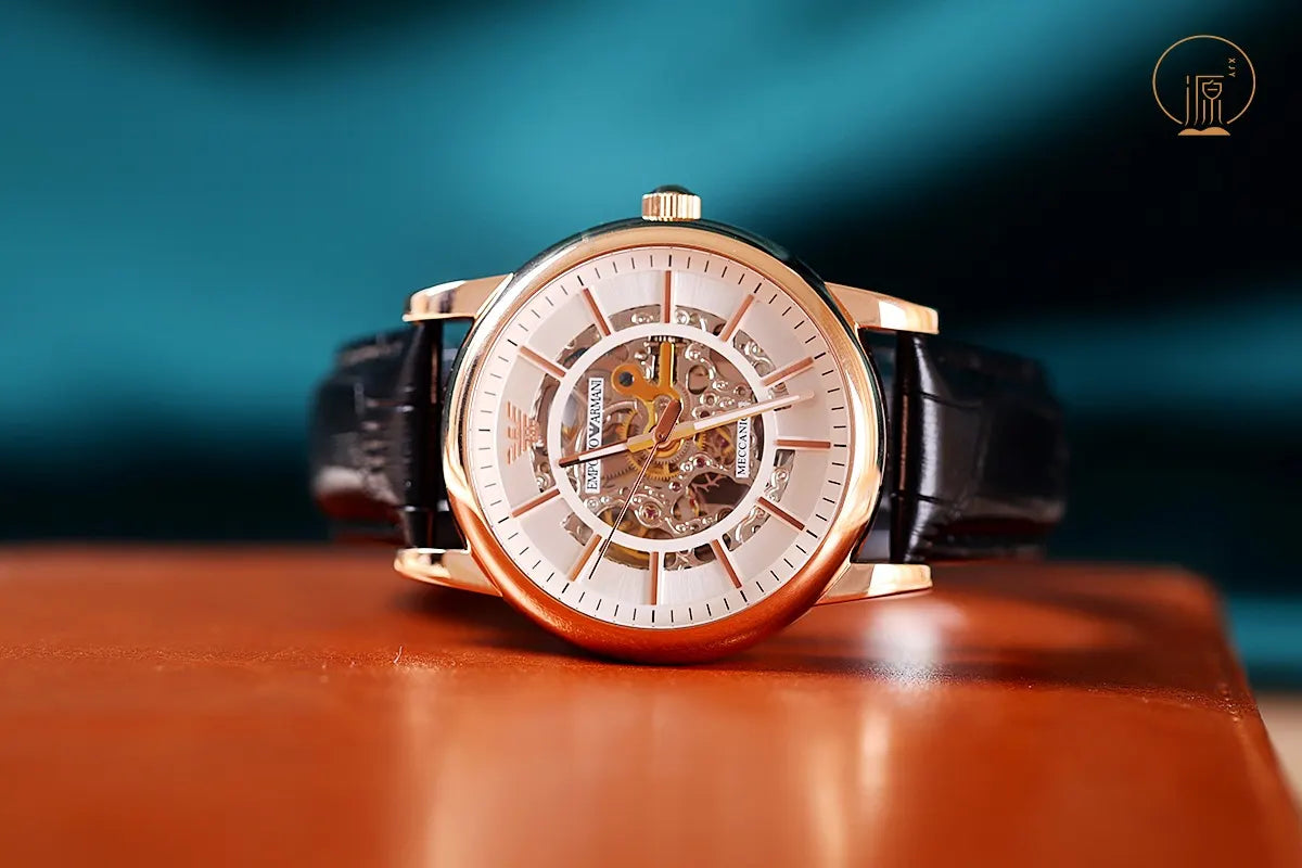 Armani Rose Gold Skeleton Watch - Hình 3
