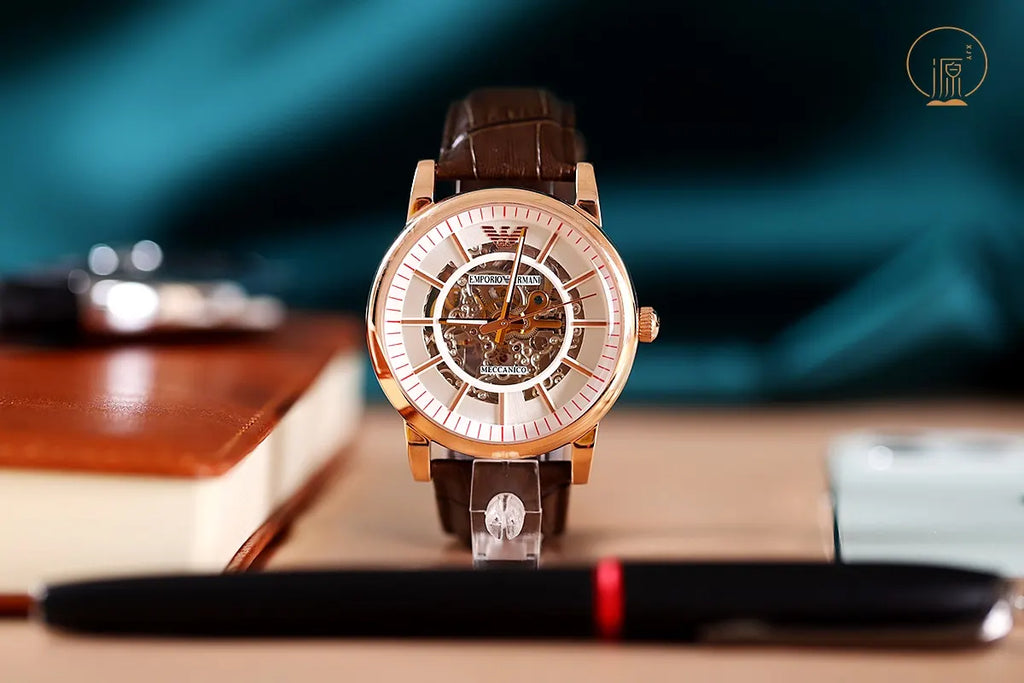 Armani Rose Gold Skeleton Watch