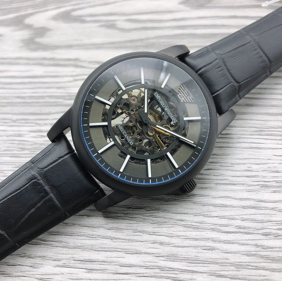 Armani Black Skeleton Watch - Hình 3