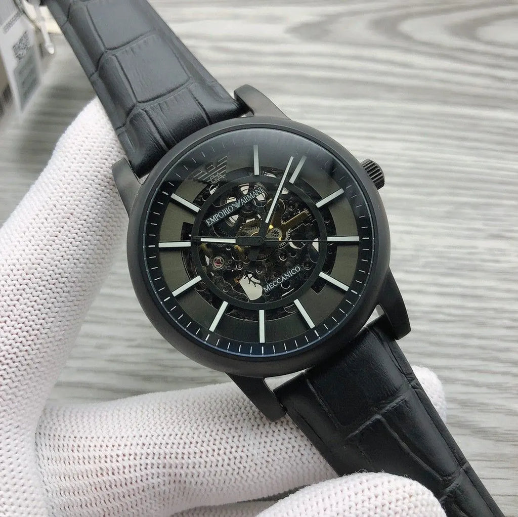 Armani Black Skeleton Watch - Hình 6