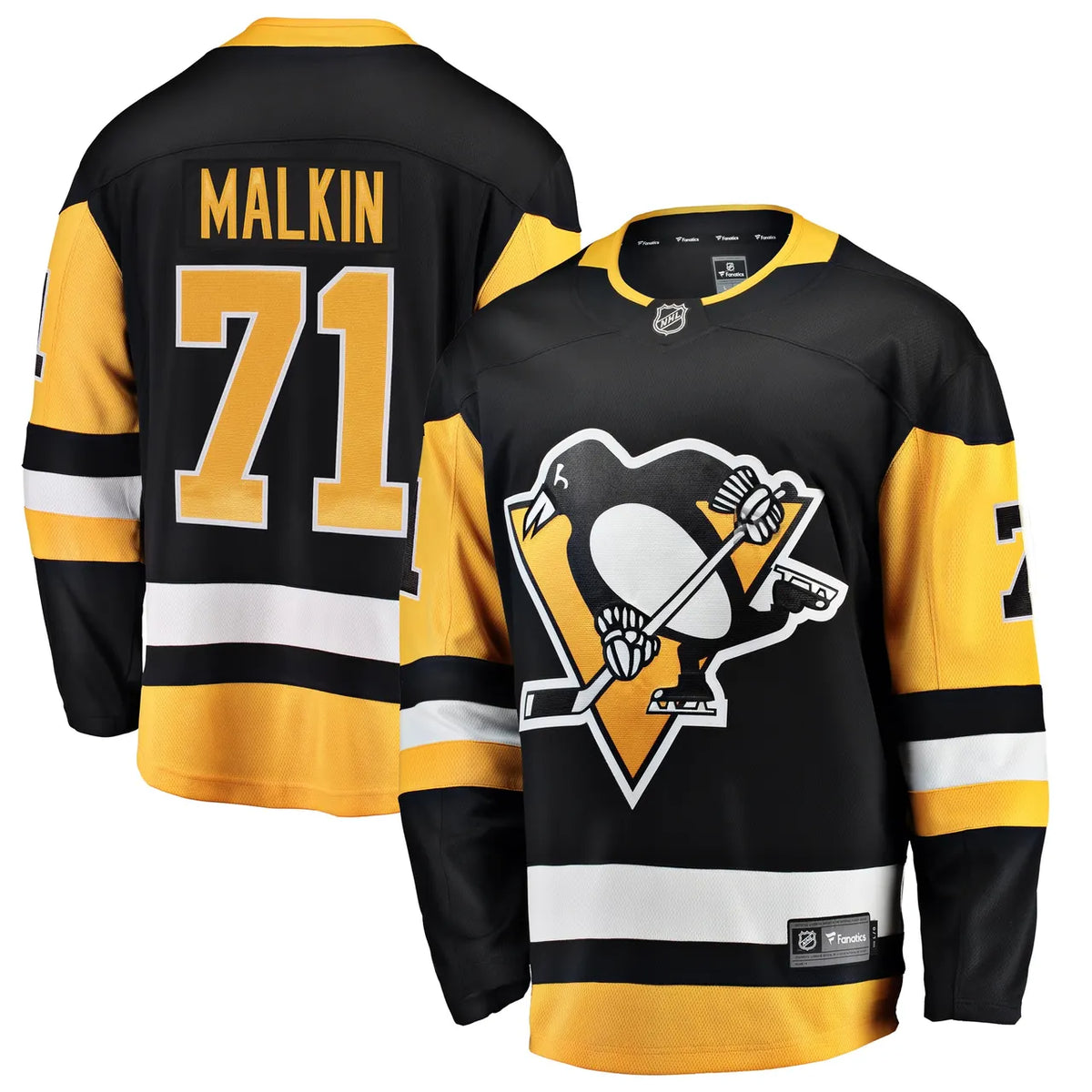 black gold Fanatics Malkin Penguins Jersey