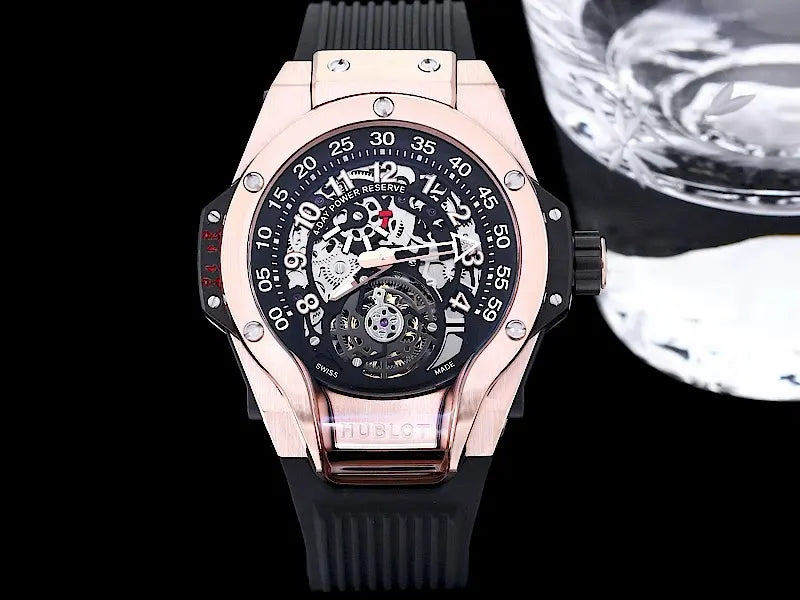 Hublot Rose Gold Skeleton black rubber - Hình 2