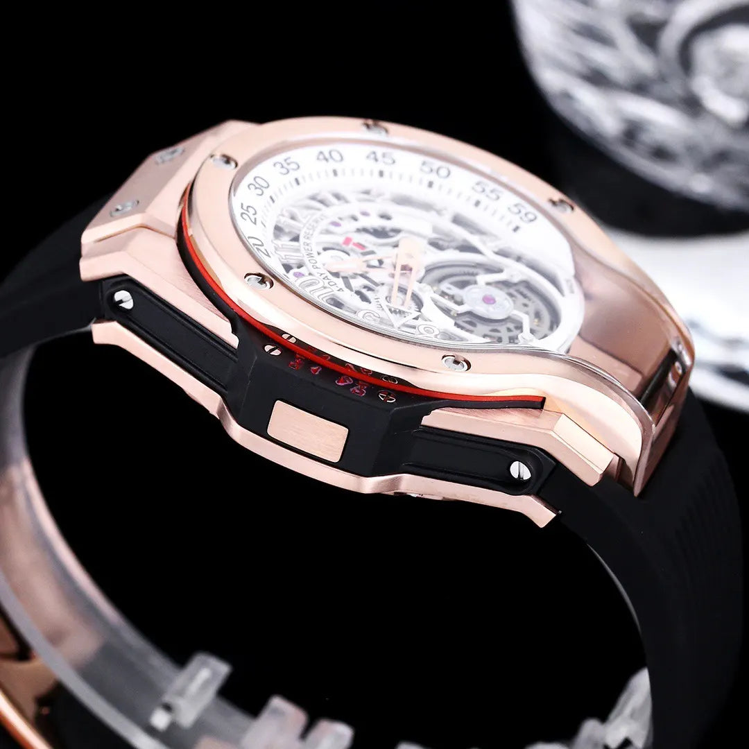 black rubber Hublot Rose Gold Skeleton - Hình 3