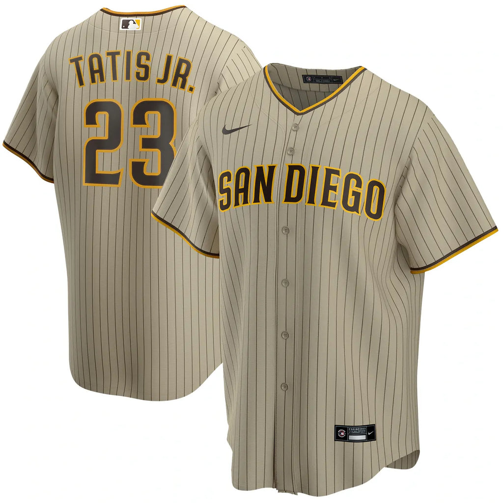 Padres Tatis Jr White Pinstripe Jersey - Hình 18