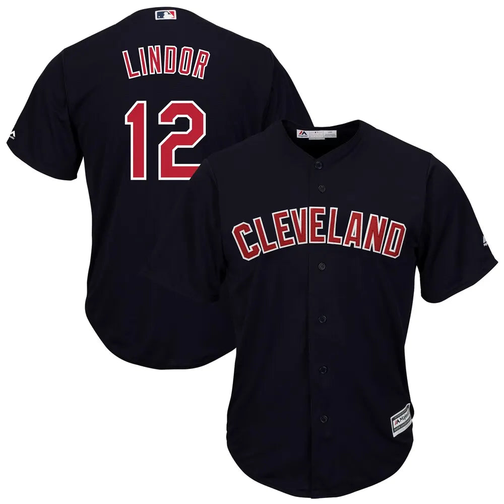 Lindor Cleveland Navy Jersey majestic