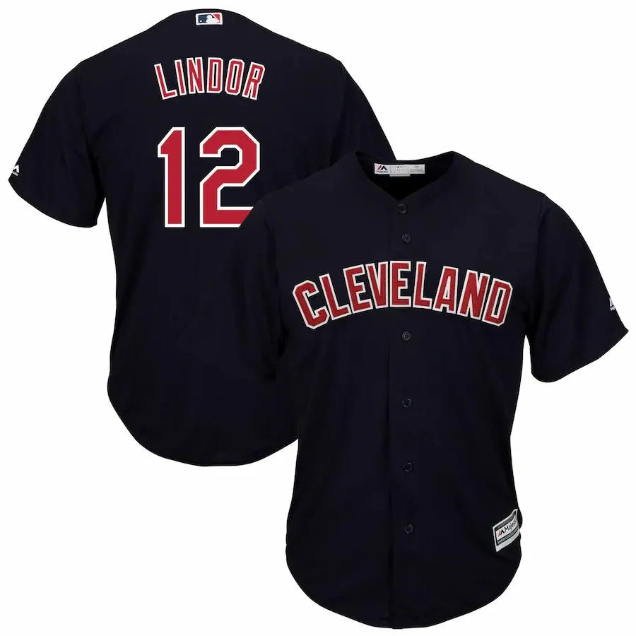 Lindor Cleveland Navy Jersey majestic